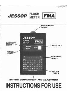 Jessop Group FMA FlashMeter manual. Camera Instructions.